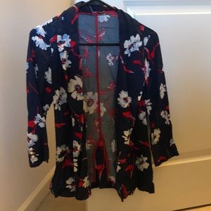 Navy blazer with flowers